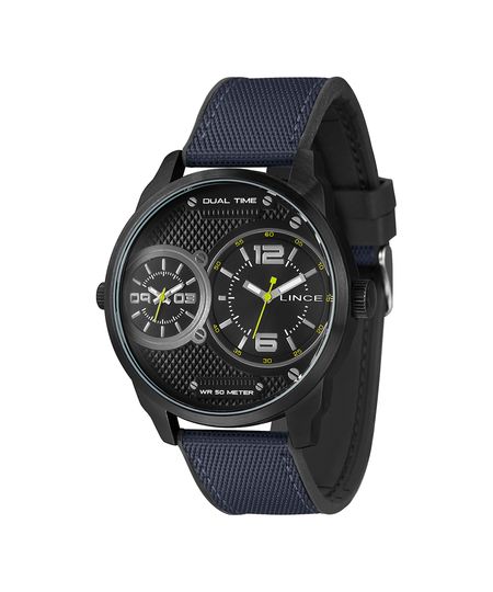 relógio masculino lince mrnh214l50pedx dual time preto UNICO