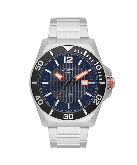 relógio masculino orient mbss1500d2sx analógico calendário prateado UNICO