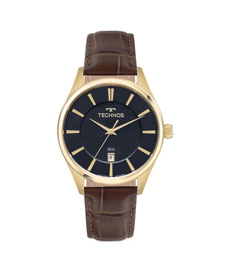 relógio masculino technos 2115txt0a analógico-calendário dourado UNICO