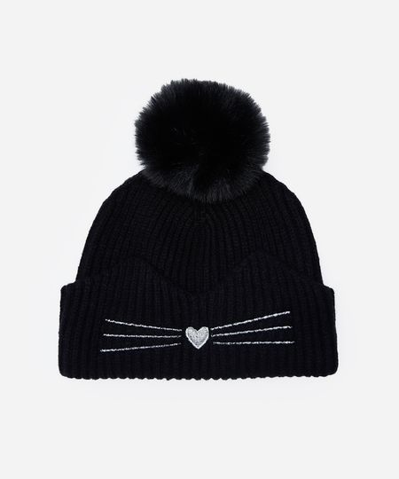 gorro infantil de tricot gatinho preto UNICO gorro infantil de tricot gatinho preto UNICO