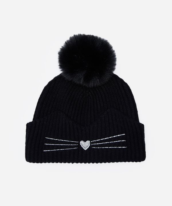 gorro infantil de tricot gatinho preto UNICO