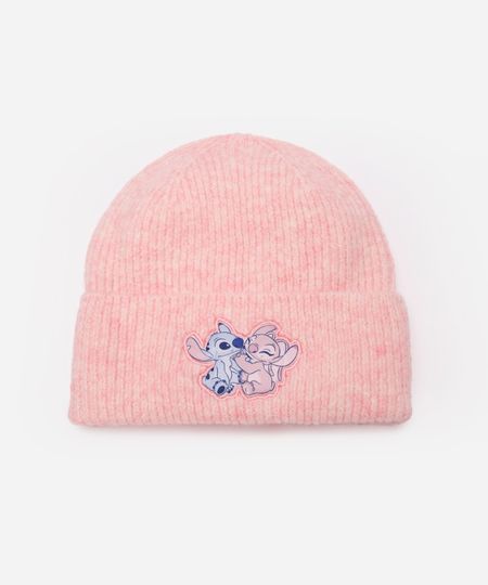 gorro infantil texturizado stitch e angel rosa UNICO