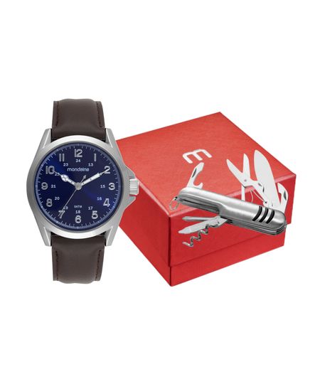 kit relógio masculino mondaine 99742g0mvnh1kf analógico prateado UNICO kit relógio masculino mondaine 99742g0mvnh1kf analógico prateado UNICO