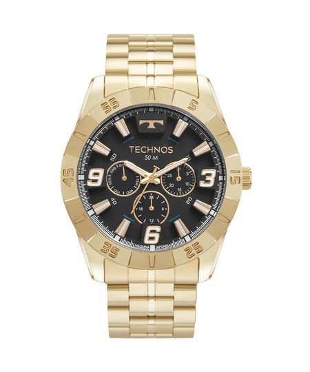relógio masculino technos 6p29alc1p multifunção dourado UNICO