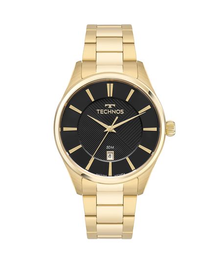 relógio masculino technos 2115txs1p analógico-calendário dourado UNICO