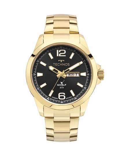 relógio masculino technos 2105au1p analógico-calendário dourado UNICO relógio masculino technos 2105au1p analógico-calendário dourado UNICO