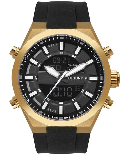 relógio masculino orient mgspa001g1px analógico digital dourado UNICO