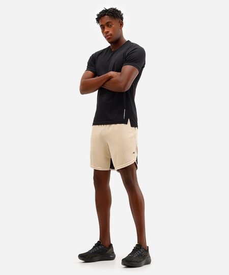 short masculino esportivo ace texturizado com recorte - bege M short masculino esportivo ace texturizado com recorte - bege M