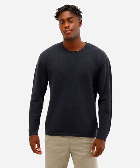 suéter masculino de tricot texturizado cinza GG suéter masculino de tricot texturizado cinza GG