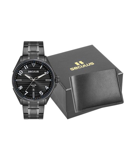 kit relógio masculino seculus 77261gpsvpa2k analógico calendário preto UNICO kit relógio masculino seculus 77261gpsvpa2k analógico calendário preto UNICO