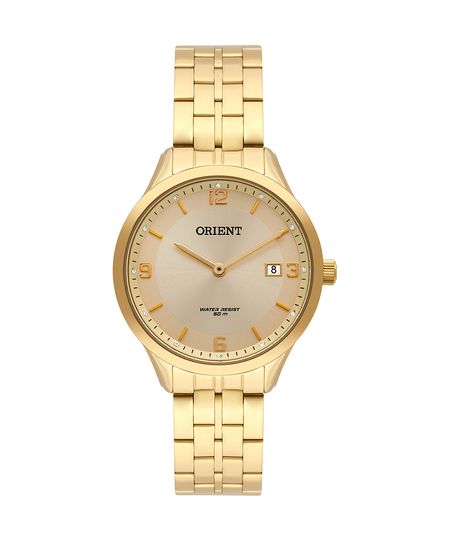 relógio feminino orient fgss1169c2kx analógico calendário dourado UNICO