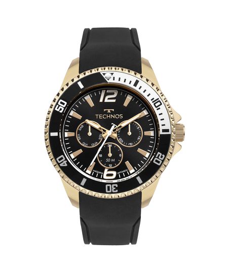 relógio masculino technos 6p29alf2p analógico calendário dourado UNICO