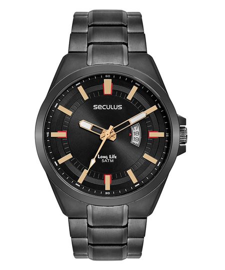 relógio masculino seculus 44254gpsvpa3 analógico calendário preto UNICO