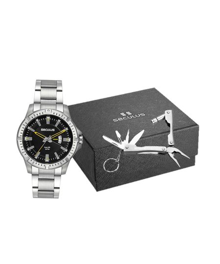 kit relógio masculino seculus 44205g0svna1k1 analógico calendário prateado UNICO kit relógio masculino seculus 44205g0svna1k1 analógico calendário prateado UNICO