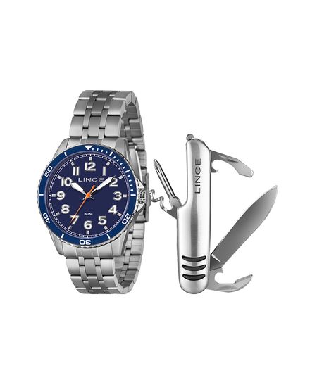 kit de relógio masculino lince mrmm008l46k0ald2sx analógico prateado UNICO