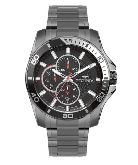 relógio masculino technos 6p27duw1p analógico-calendário preto UNICO