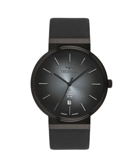 relógio masculino technos gm12aj0p analógico-calendário preto UNICO