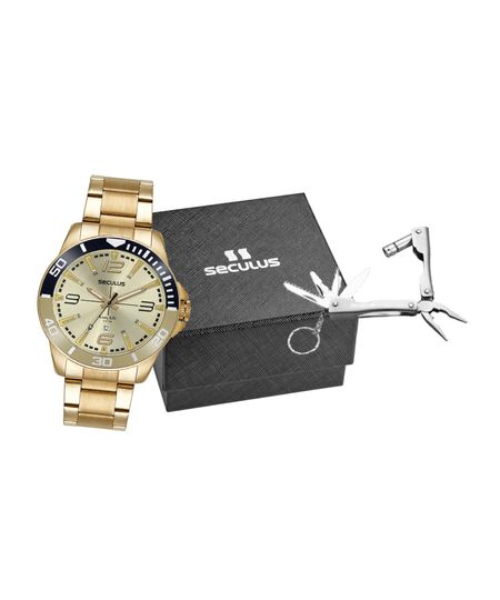 relógio masculino seculus 44212gpsvda3kk analógico calendário dourado UNICO