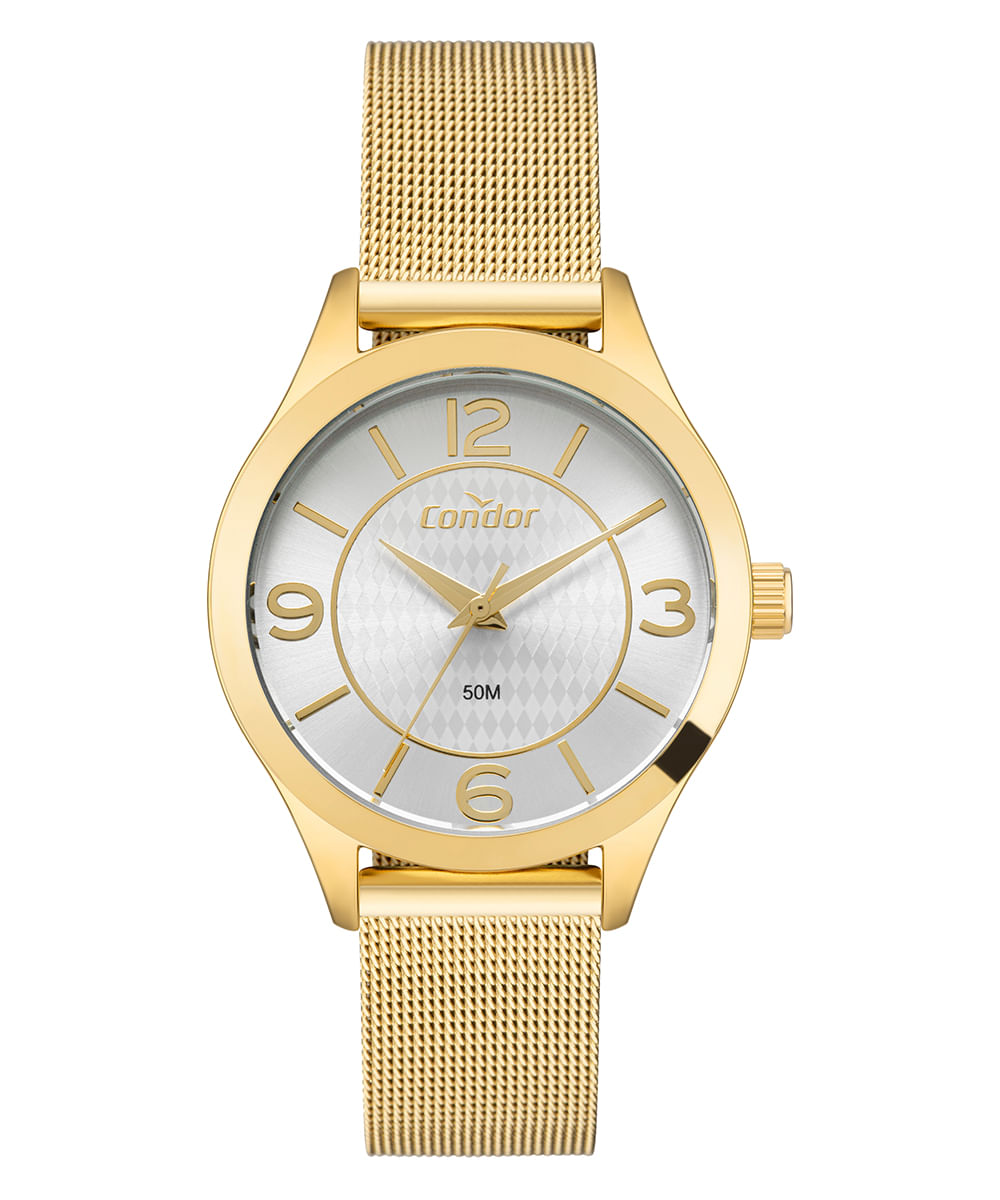 relógio feminino condor co2035njbk4k analógico dourado