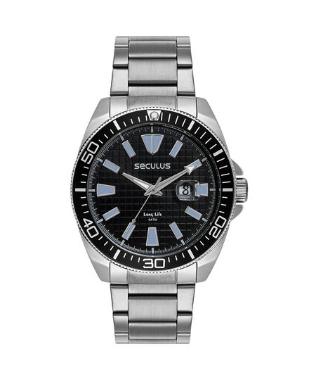 relógio masculino seculus 77258g0svna1 analógico calendário prateado UNICO