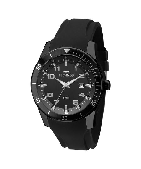 relógio masculino technos 2115mqos8p analógico calendário preto UNICO