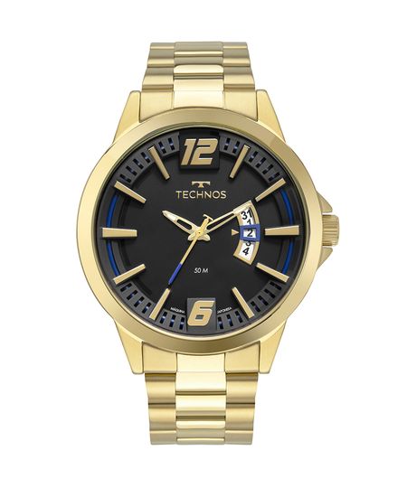 relógio masculino technos 2117lcss1p analógico-calendário dourado UNICO relógio masculino technos 2117lcss1p analógico-calendário dourado UNICO