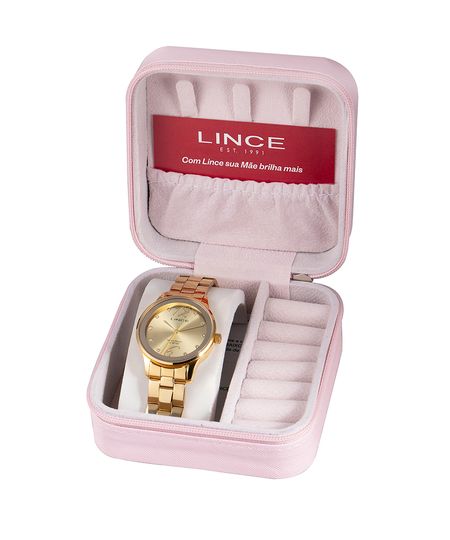 kit relógio feminino lince lrgh145lc2kx-pj analógico dourado UNICO