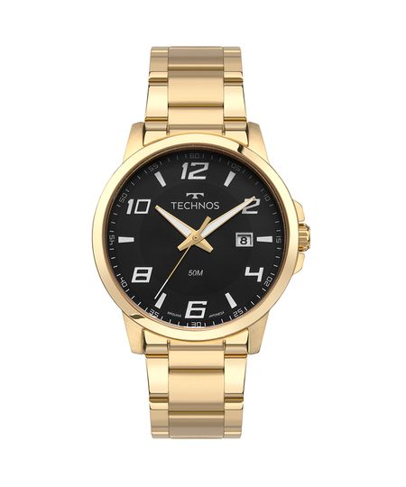 relógio masculino technos 2315lau1p analógico dourado UNICO