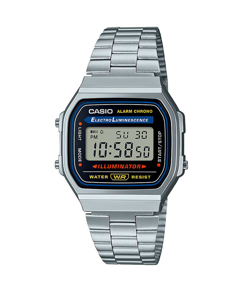 relógio masculino casio a168wa-1wdf digital prateado