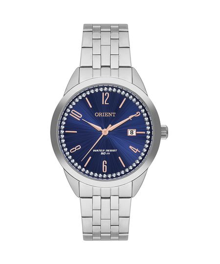 relógio feminino orient fbss1193d2sx analógico-calendário prateado UNICO