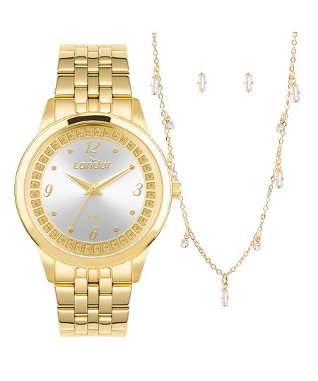 kit de relógio feminino condor co2035niek4d analógico dourado UNICO