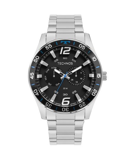 relógio masculino technos 6p25bw1p analógico calendário prateado UNICO relógio masculino technos 6p25bw1p analógico calendário prateado UNICO