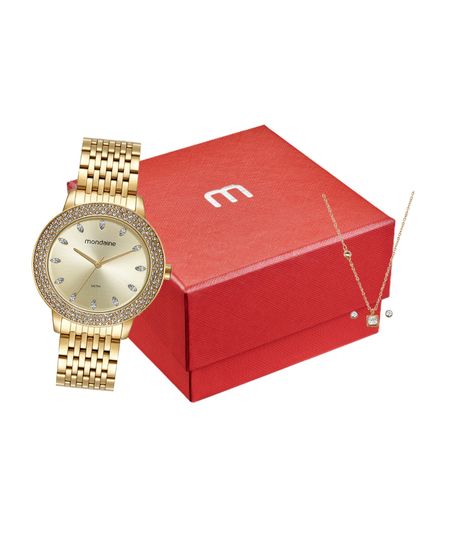 kit relógio feminino mondaine 32829lpmvde1k analógico dourado UNICO kit relógio feminino mondaine 32829lpmvde1k analógico dourado UNICO