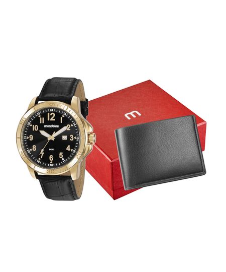 kit relógio masculino mondaine 99412gpmvdh2kf analógico calendário dourado UNICO kit relógio masculino mondaine 99412gpmvdh2kf analógico calendário dourado UNICO