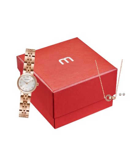 kit de relógio feminino mondaine 32391lpmvre3kf analógico rosê UNICO