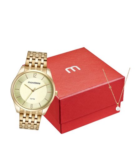 kit relógio feminino mondaine 32579lpmvde1k analógico dourado UNICO kit relógio feminino mondaine 32579lpmvde1k analógico dourado UNICO