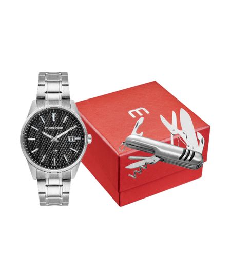 kit relógio masculino mondaine 32508g0mvne1kf analógico prateado UNICO kit relógio masculino mondaine 32508g0mvne1kf analógico prateado UNICO