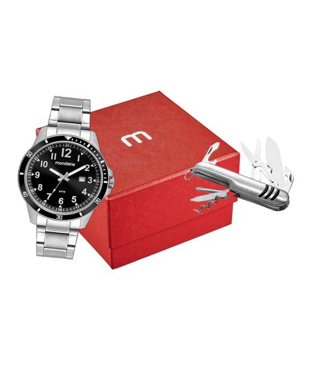 kit relógio masculino mondaine 99673g0mvna1k analógico-calendário prateado UNICO kit relógio masculino mondaine 99673g0mvna1k analógico-calendário prateado UNICO