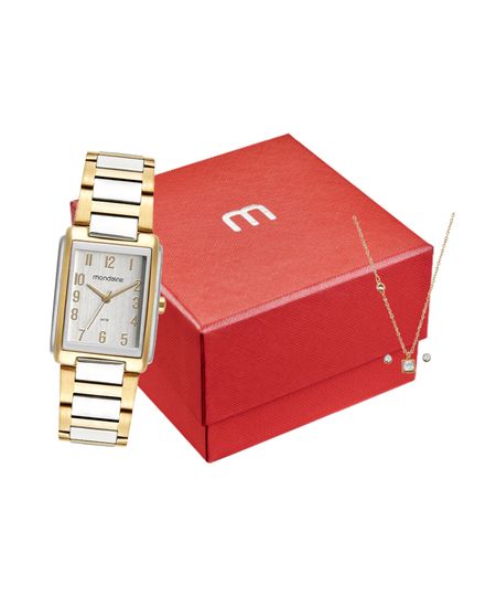 kit relógio feminino mondaine 32520lpmvbe3k analógico dourado UNICO kit relógio feminino mondaine 32520lpmvbe3k analógico dourado UNICO