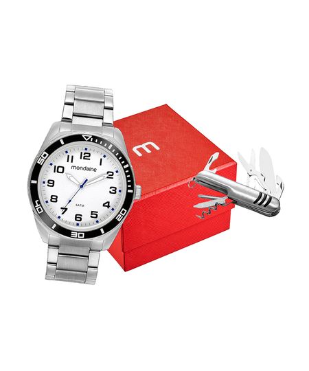 kit relógio masculino mondaine 32656g0mvne2k analógico prateado UNICO kit relógio masculino mondaine 32656g0mvne2k analógico prateado UNICO