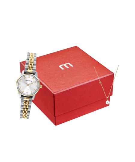 kit relógio feminino mondaine 32725lpmvbe2k analógico prateado UNICO