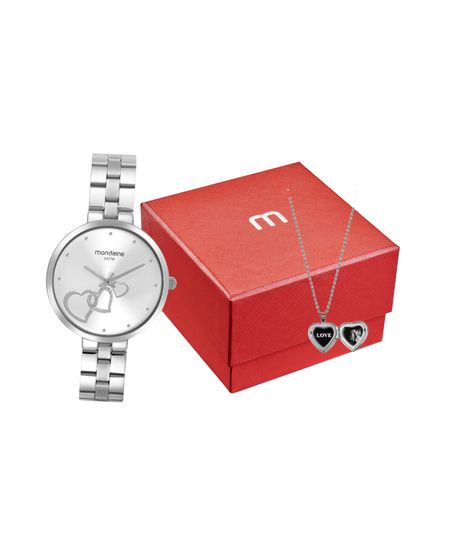 kit relógio feminino mondaine 32712l0mkne2k1 analógico prateado UNICO kit relógio feminino mondaine 32712l0mkne2k1 analógico prateado UNICO