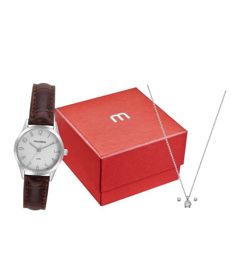 kit relógio feminino mondaine analógico 32794l0mknh2k1 prateado UNICO