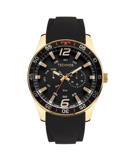 relógio masculino technos 6p25cb2b analógico-calendário dourado UNICO