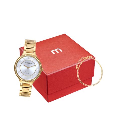 kit relógio feminino mondaine 32839lpmvde1kf analógico dourado UNICO kit relógio feminino mondaine 32839lpmvde1kf analógico dourado UNICO