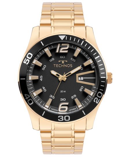 relógio masculino technos 2115lajs1p analógico-calendário dourado UNICO