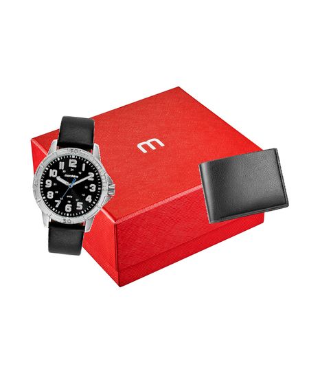 kit relógio masculino mondaine 99592g0mvnh4kc analógico prateado UNICO