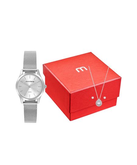 kit relógio feminino mondaine 32729l0mkne2k1 analógico prateado UNICO kit relógio feminino mondaine 32729l0mkne2k1 analógico prateado UNICO