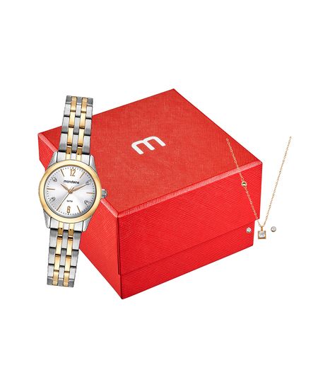 kit relógio feminino mondaine 32587lpmvbe3k analógico prateado UNICO kit relógio feminino mondaine 32587lpmvbe3k analógico prateado UNICO