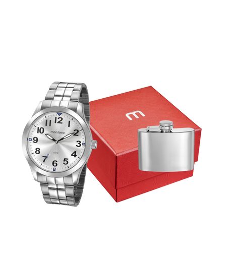 kit relógio masculino mondaine 99407g0mvne2k1 analógico prateado UNICO kit relógio masculino mondaine 99407g0mvne2k1 analógico prateado UNICO